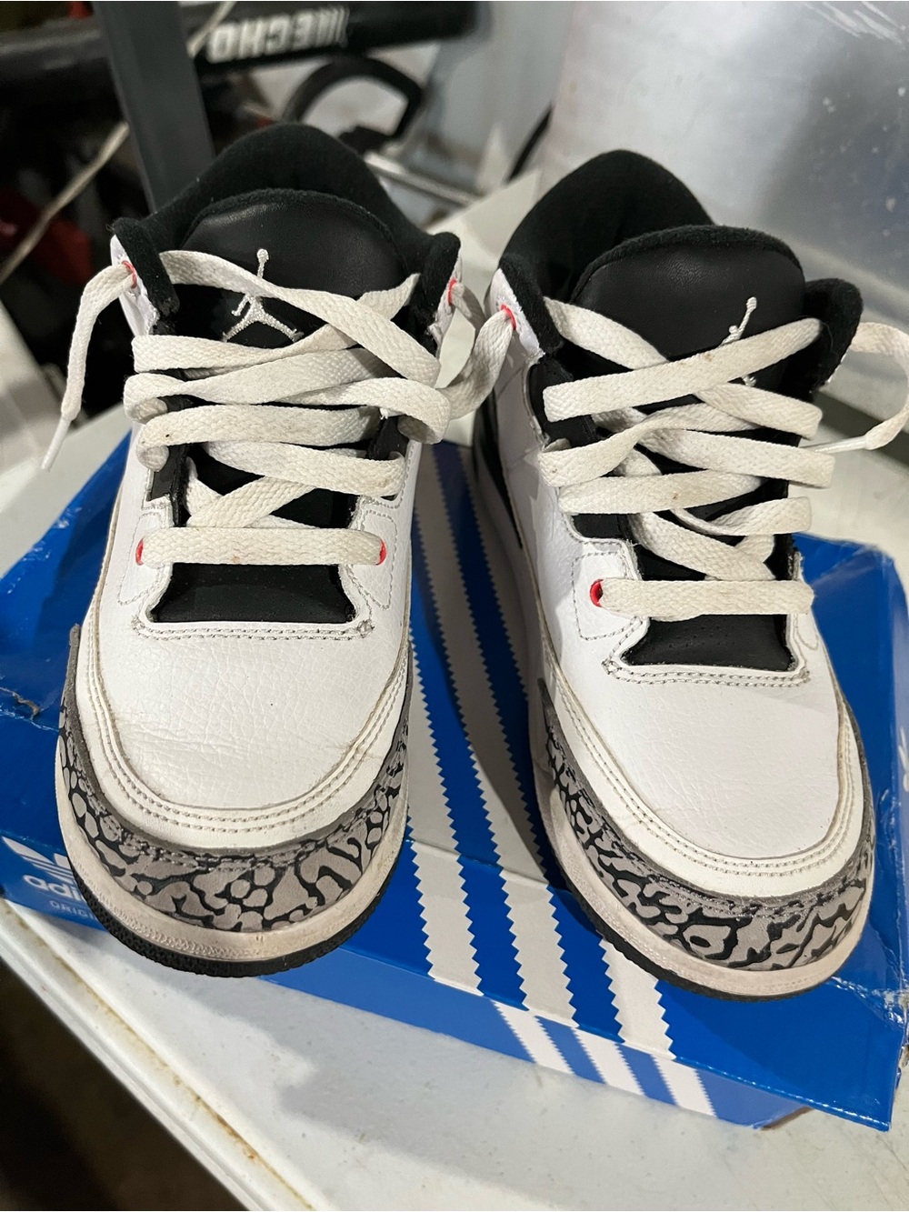 Jordan Kids White and Black Sneakers with Elephant Print